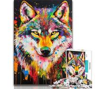 Puzzle per adulti da 1000 pezzi, motivo: lupo con graffiti, sfida difficile contro lo stress Ogni pezzo è unico Gioco divertente e stimolante per tutta la famiglia (38x26cm)