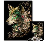 Puzzle per adulti da 1000 pezzi motivo: lupo e fiori di ciliegio puzzle oscuri per adulti rompicapo e decorazioni per la casa regalo perfetto per le feste 1000 pezzi (38x26 cm)