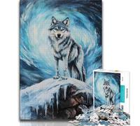 Puzzle per adulti da 1000 pezzi motivo: lupo nella neve puzzle per adolescenti antistress per ammazzare il tempo lista dei desideri con Babbo Natale 26x38cm