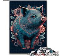 Puzzle per adulti da 1000 pezzi, motivo: maialino fantasy colorato in legno, perfetto come decorazione fai da te o regalo di compleanno, 50x75cm, gioco interattivo per famiglie