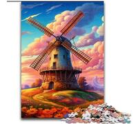 Puzzle per adulti da 1000 pezzi, motivo: mulino a vento colorato, gioco educativo e divertente da interno per la decorazione della casa (dimensioni 50x75cm)