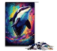 Puzzle per adulti da 1000 pezzi motivo orca assassina circondata da schizzi in stile puzzle per gioco educativo giocattolo decorazione unica per la casa e regali 75x50 cm