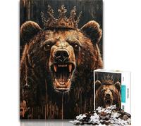 Puzzle per adulti da 1000 pezzi motivo: orso bruno re per adolescenti gioco stimolante giocattoli decorazioni da parete regali unici per compleanno e Natale 75x50cm