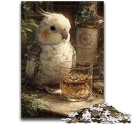 Puzzle per adulti da 1000 pezzi, motivo: pappagallo che beve un drink, per bambini dai 14 anni in su, ideale come regalo per tutta la famiglia, 26x38cm