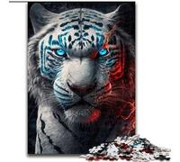 Puzzle per adulti da 1000 pezzi, motivo: Pericolo Tigre Bianca, in cartone, perfetti per il divertimento in famiglia, per compleanni e Natale, dimensioni: 26x38cm