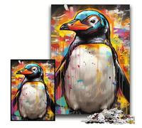 Puzzle per adulti da 1000 pezzi, motivo: pinguino e graffiti, 50x75cm, rompicapo e decorazione per la casa, regalo perfetto per le feste.