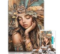 Puzzle per adulti da 1000 pezzi, motivo principessa indiana per adolescenti, per ammazzare il tempo durante le vacanze, con pezzi completamente interconnessi e di forma casuale (dimensioni 75x50cm)