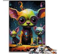 Puzzle per adulti da 1000 pezzi, motivo psichedelico Chihuahua, puzzle impegnativi per l'interazione familiare e un regalo divertente, design astratto vibrante (dimensioni 26x38cm)
