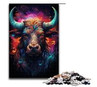 Puzzle per adulti da 1000 pezzi motivo psichedelico colorato con anima e mucca modello da assemblare aiuta il cervello a esercitare giocattoli avvincenti per coltivare la pazienza 75x50 cm.