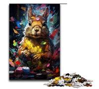 Puzzle per adulti da 1000 pezzi motivo psichedelico colorato con scoiattolo modello da poker assemblaggio aiuta il cervello a esercitare i giocattoli avvincenti per coltivare la pazienza 75x50 cm