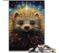 Puzzle per adulti da 1000 pezzi, motivo: Riccio nella notte stellata, gioco interattivo per adulti, regalo per famiglie, sfida per il cervello (dimensioni: 50x75cm)