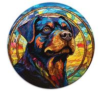 Puzzle per adulti da 1000 pezzi, motivo: Rottweiler in vetro colorato, ideali per il divertimento in famiglia, regalo perfetto per feste e compleanni 67,5x67,5 cm