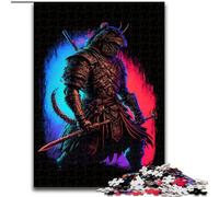 Puzzle per adulti da 1000 pezzi, motivo: Samurai al neon, in legno, attività divertente per la casa, 50x75cm, coinvolgente attività per la serata di gioco in famiglia