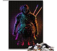 Puzzle per adulti da 1000 pezzi,motivo: Samurai al neon,in legno,perfetto come decorazione fai da te o regalo di compleanno,50x75cm,divertente artigianato per tutta la famiglia,perfetto per compleanni