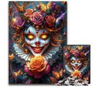 Puzzle per adulti da 1000 pezzi, motivo scheletro di pagliaccio, design intricato per adolescenti, decorazioni fai da te e divertimento che stimola il cervello, 26x38cm