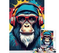Puzzle per adulti da 1000 pezzi,motivo: scimpanzé con acquerello,videogioco,giocattolo,decorazione da parete,regalo divertente,gioco educativo,adatto per la decorazione del desktop,dimensioni: 38x26cm