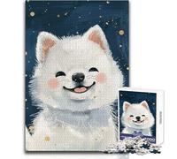 Puzzle per adulti da 1000 pezzi, motivo: simpatico cucciolo di lupo bianco, arte, tranquillo e rilassante, ideale per il tempo libero, taglio preciso, giocattolo artigianale, dimensioni: 38x26cm