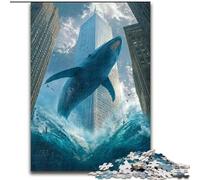 Puzzle per adulti da 1000 pezzi,motivo squalo della città,puzzle per adulti da 1000 pezzi,per adolescenti,giochi educativi per la famiglia,regalo per la decorazione della casa (dimensioni 50x75cm)