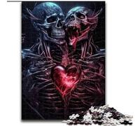 Puzzle per adulti da 1000 pezzi, motivo: teschio e cuore, in cartone, ideali per decorare casa e ufficio, regalo perfetto per il compleanno (dimensioni 26x38cm).