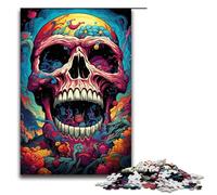 Puzzle per adulti da 1000 pezzi motivo: teschio psichedelico colorato decorazione per la casa ideale come regalo per tutta la famiglia 75x50 cm.