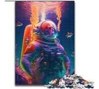 Puzzle per adulti da 1000 pezzi, motivo: teschio subacqueo in technicolor, in legno, regalo divertente e attività per la casa, 50x75cm, festa di compleanno per uomini e donne