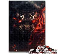 Puzzle per adulti da 1000 pezzi, motivo: testa di tigre arrabbiata e selvaggia, antistress, sfida difficile, migliora l'amore tra coppie, 50x75cm