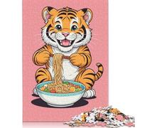 Puzzle per adulti da 1000 pezzi, motivo: tigre e ramen. Gioco impegnativo per adulti, 1000 pezzi (75x50 cm).