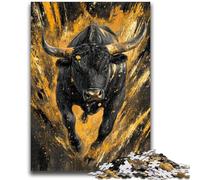 Puzzle per adulti da 1000 pezzi, motivo: Toro nero e oro, decorazione artistica da parete e idea regalo di compleanno per amici, casa e ufficio, 26x38cm
