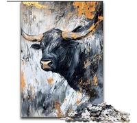 Puzzle per adulti da 1000 pezzi, motivo: Toro nero e oro, giocattolo educativo intellettuale decomprimente, ideale come regalo per tutta la famiglia dimensioni 50x75cm
