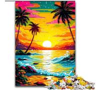 Puzzle per adulti da 1000 pezzi,motivo: tramonto sulla spiaggia,in legno come decorazione fai da te o regalo di compleanno,50x75cm,divertente e creativo per tutta la famiglia