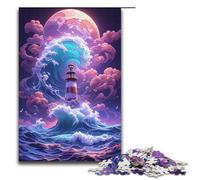Puzzle per adulti da 1000 pezzi motivo Un faro tra le onde assemblaggio per aiutare il cervello a esercitare i giocattoli avvincenti per coltivare la pazienza 1000 pezzi (38x26 cm)