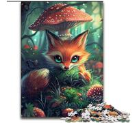 Puzzle per adulti da 1000 pezzi,motivo: Volpe e Fungo colorati,in legno come decorazione fai da te o regalo di compleanno,50x75cm,divertente artigianato per tutta la famiglia