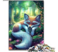 Puzzle per adulti da 1000 pezzi,motivo: Volpe e Fungo colorati,in legno come decorazione fai da te o regalo di compleanno,50x75cm,divertente artigianato per tutta la famiglia