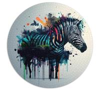 Puzzle per adulti da 1000 pezzi, motivo: zebra fantasy, puzzle rotondi da 1000 pezzi, idea regalo per compleanno, gioco rompicapo impegnativo (67,5x67,5cm)