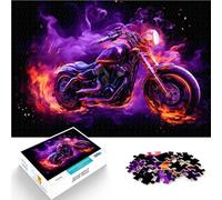 Puzzle per adulti da 1000 pezzi Motocicletta Burning Flames Fatto di carta,per 14+ Sollievo dallo stress Regali difficili per donne e uomini。misurare:26x38cm/10.24 x 14.96pollice