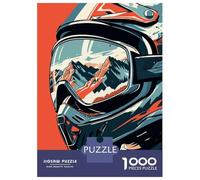 Puzzle Per Adulti Da 1000 Pezzi Motocross Helmet with Mountain Reflection Puzzle Per Adulti Gioco Pratico Regalo Per Donne Per Compleanno, Natale 38x26cm/1000pcs