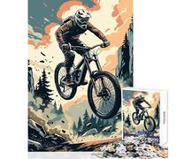 Puzzle per adulti da 1000 pezzi Mountain biker che salta da una scogliera Decorazione per la casa Giocattoli Regali per donne Uomini Gioco pratico per compleanno Natale Dimensioni 50x75cm