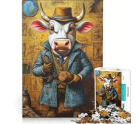 Puzzle per adulti da 1000 pezzi: Mucca archeologa dentro un tempio, gioco per famiglie, rilassante e stimolante, regalo perfetto 38x26cm