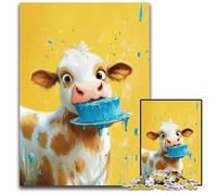 Puzzle per adulti da 1000 pezzi, mucca che mangia la torta, giochi, giocattoli, regali, regali di compleanno unici per bambini dai 14 anni in su, 26x38cm