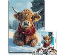 Puzzle per adulti da 1000 pezzi mucca delle Highlands in inverno puzzle da 1000 pezzi antistress sfida difficile decorazioni e regali unici per la casa 38x26cm