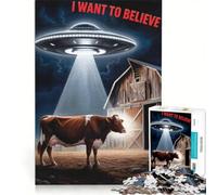 Puzzle per adulti da 1000 pezzi "Mucca e UFO", gioco educativo, decorazione per la casa, ideale come regalo 50x75cm