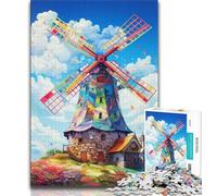 Puzzle per adulti da 1000 pezzi, mulini a vento colorati, giocattoli educativi per imparare, attività divertenti da fare a casa, regalo di compleanno, regali da viaggio (38x26cm)