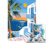 Puzzle per adulti da 1000 pezzi Mykonos Grecia Sera Arte Gioco Impossibile Giocattolo educativo Regalo di compleanno Taglio di precisione (Dimensioni 38x52cm)