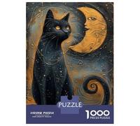 Puzzle Per Adulti Da 1000 Pezzi Mystical Black Cat Art Puzzle Per Adulti Giochi Rilassanti Assemblaggio Del Modello Ideale Come Regalo 38x26cm/1000pcs