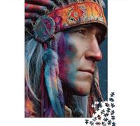 Puzzle Per Adulti Da 1000 Pezzi Native American Headdress with Feathers Puzzle Per Adolescenti Giocattoli Fai Da Te Un'opera D'arte Offerta Come Regalo Per Tutta La Famiglia 70x50cm/1000pcs