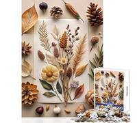 Puzzle per adulti da 1000 pezzi,natura morta autunnale con elementi secchi,giocattolo,decorazione da parete,opera d'arte,regalo,gioco educativo con poster abbinato e quiz,dimensioni del foglio 38x26cm