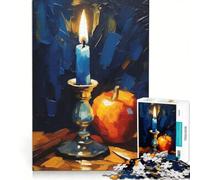 Puzzle per adulti da 1000 pezzi, natura morta con candela blu e mela, gioco interattivo, difficile e stimolante, collezione d'artista, belle arti 50x75cm