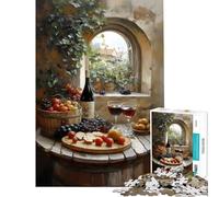 Puzzle per adulti da 1000 pezzi natura morta con vino e uva difficile e stimolante regalo per donne giocattolo antistress per età 14+ (38x52cm)