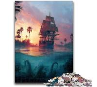 Puzzle per adulti da 1000 pezzi, nave pirata, aiuta il cervello a esercitare i giocattoli avvincenti per coltivare la pazienza, decorazione perfetta, 50x75cm