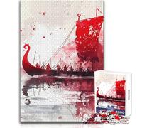 Puzzle per adulti da 1000 pezzi, nave vichinga, giocattolo da parete, divertente per tutta la famiglia, adatto dai 14 anni in su (dimensioni 38x26cm)